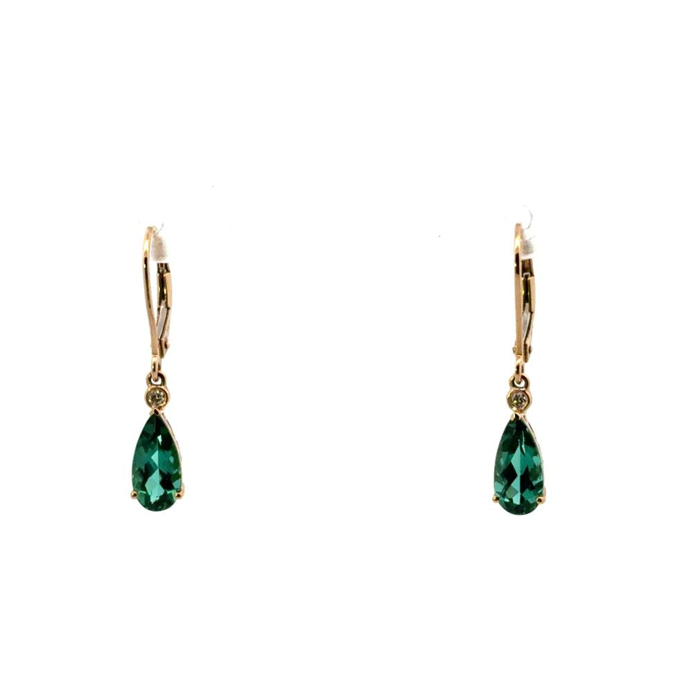 Green Tourmaline Pear Earrings