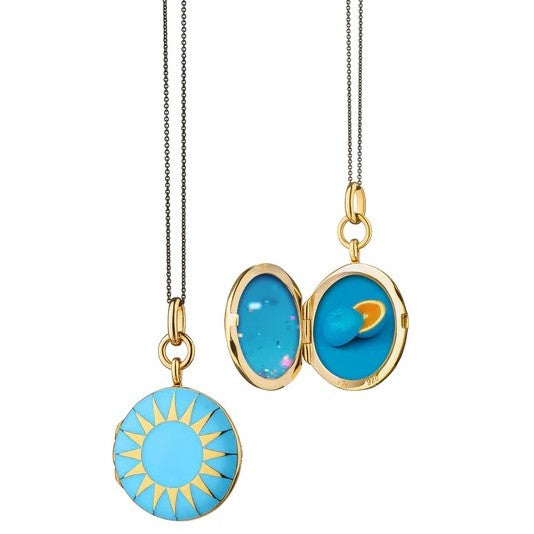MRK Turquoise Enamel and Vermeil Round Locket
