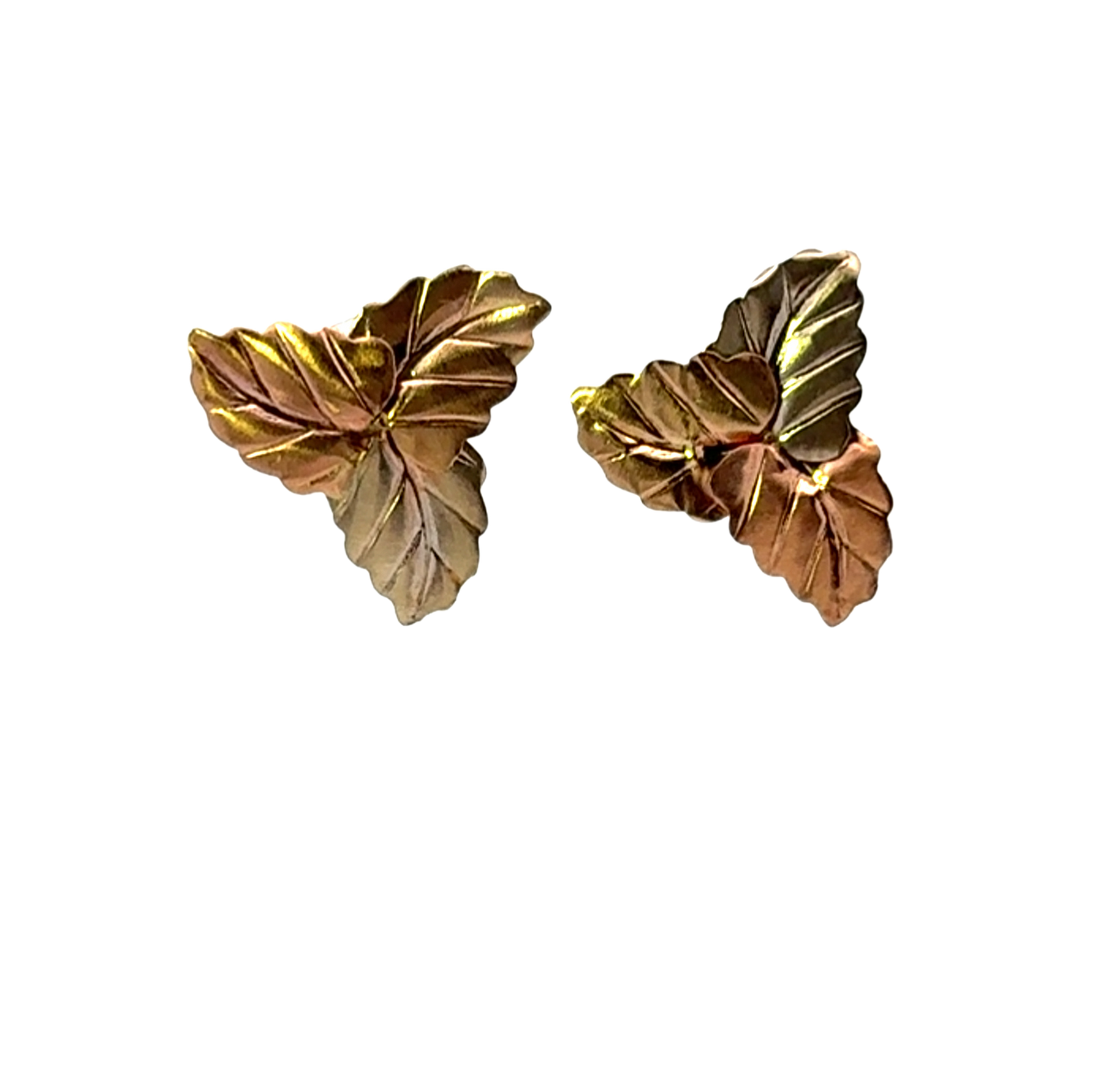 Estate Tri Color Leaf Earrings