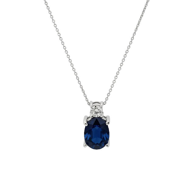 Colored Stone Sapphire and Diamond Pendant