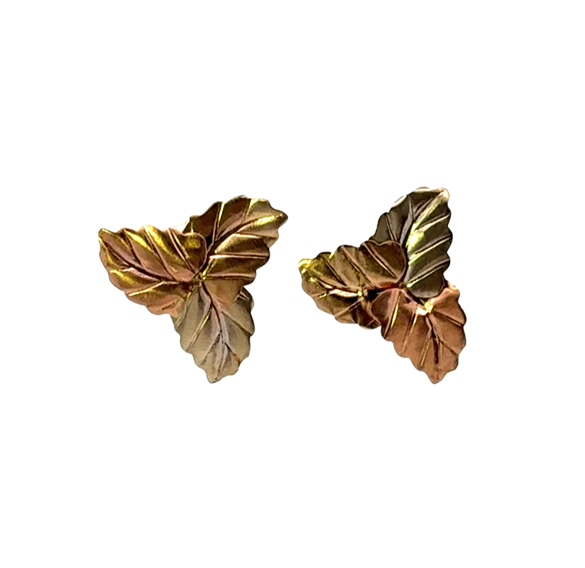 Estate Tri Color Leaf Earrings