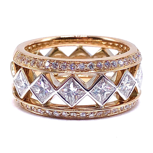 Princess Cut and Round Diamond Band