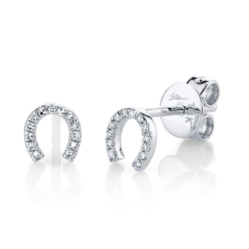 Shy Diamond Horseshoe Stud Earrings
