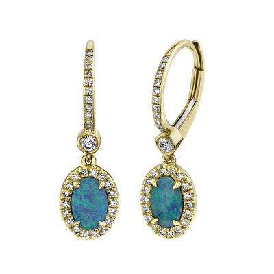 Opal and Diamond Drop Earrings