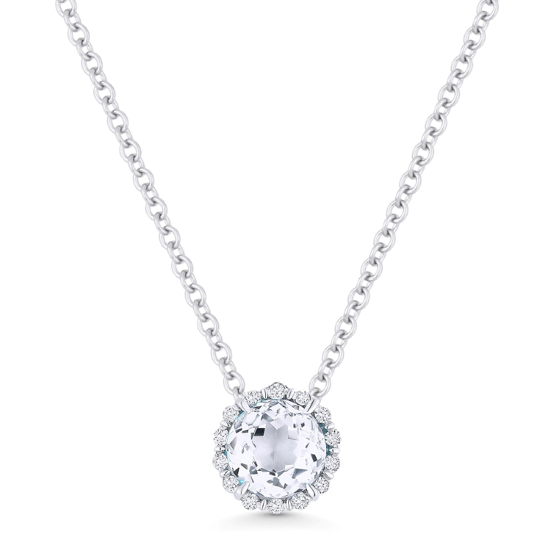 White Topaz and Diamond Pendant