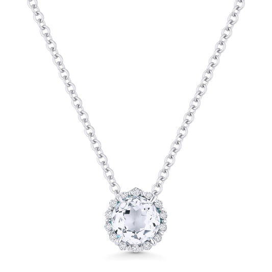 White Topaz and Diamond Pendant
