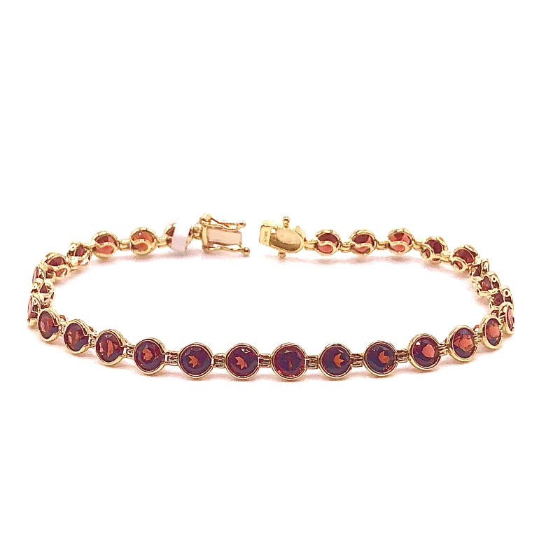 Garnet Bezel Set Bracelet