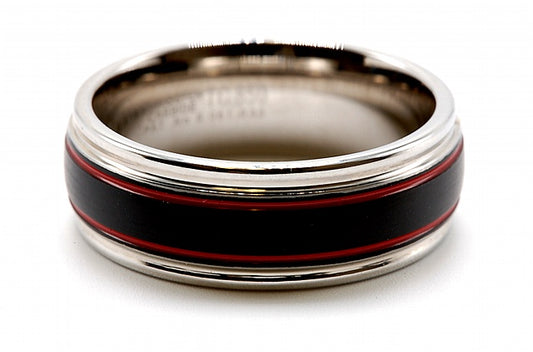 White Tungsten Wedding Band with Inlay