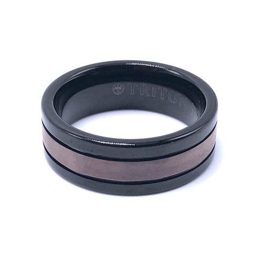 Blanc and Brown Tungsten Wedding Band