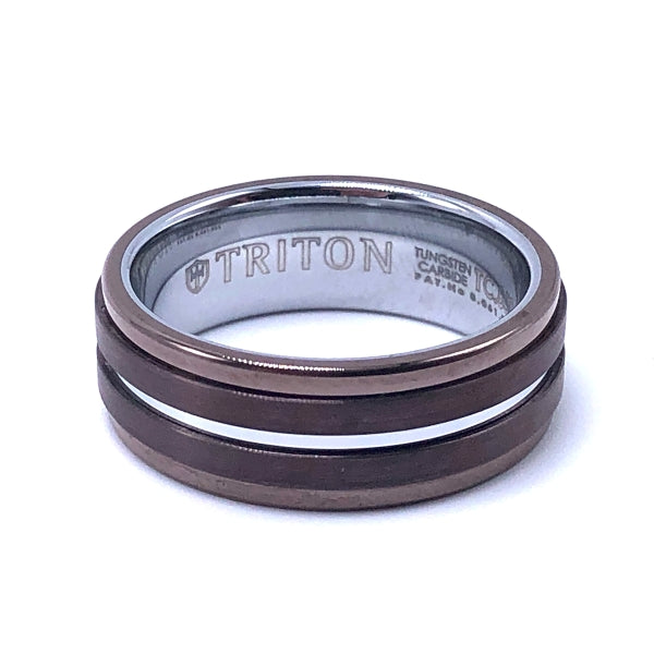 White and Brown Tungsten Wedding Band