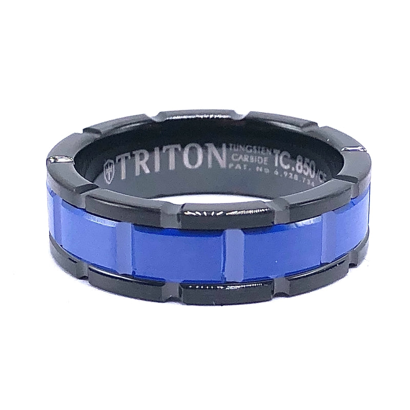 Tungsten Wedding Band in Black and Blue