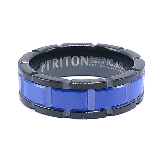 Tungsten Wedding Band in Black and Blue