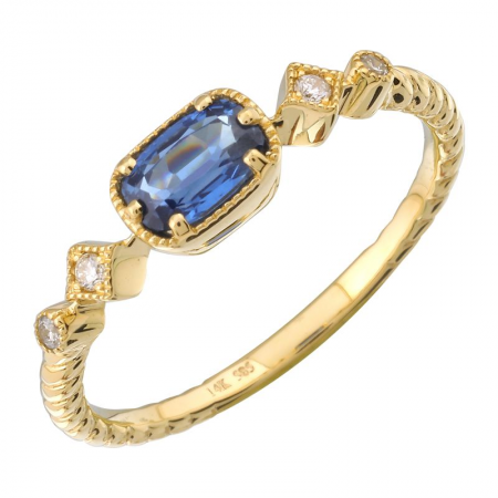 Color Stone Sapphire and Diamond Ring-Women