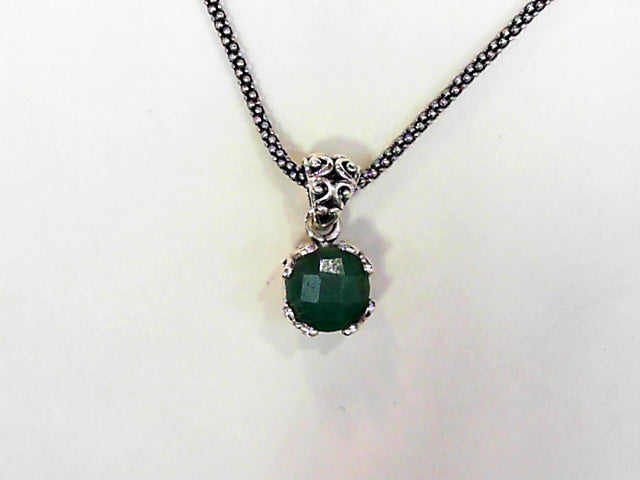 Sterling Silver Emerald Pendant
