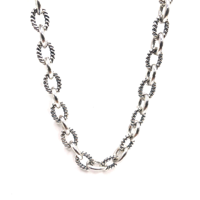 Sterling Silver Tristed Link Necklace