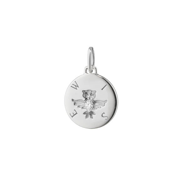MRK Sterling Silver Round "Wise" Intaglio Charm W/Owl
