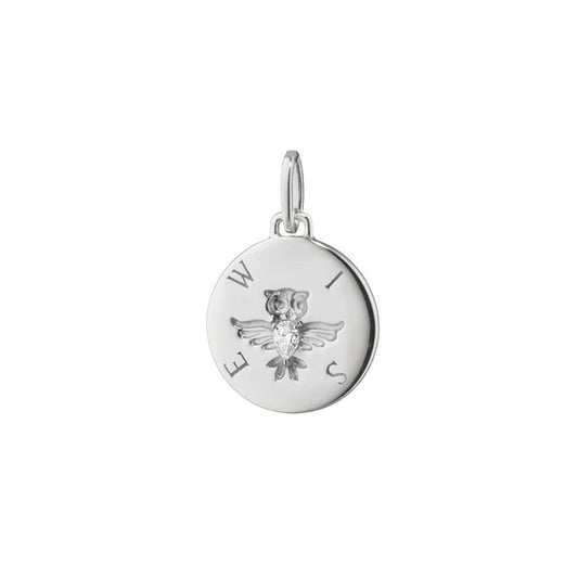 MRK Sterling Silver Round "Wise" Intaglio Charm W/Owl