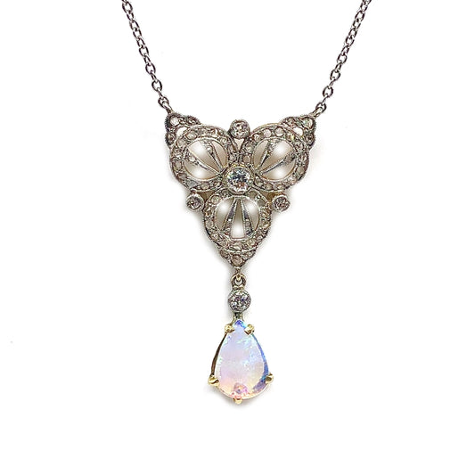 Estate Jewelry Opal and Diamond Necklace