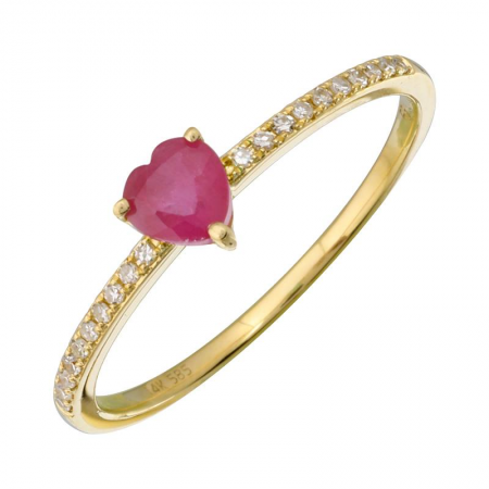 Color Stone Ruby and Diamond Ring-Women