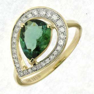 Color Stone Tourmaline and Diamond Ring-Women