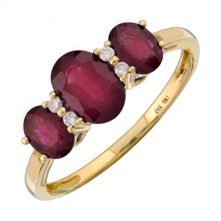 Color Stone Ruby and Diamond Ring-Women