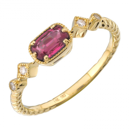 Color Stone Ruby and Diamond Ring-Women