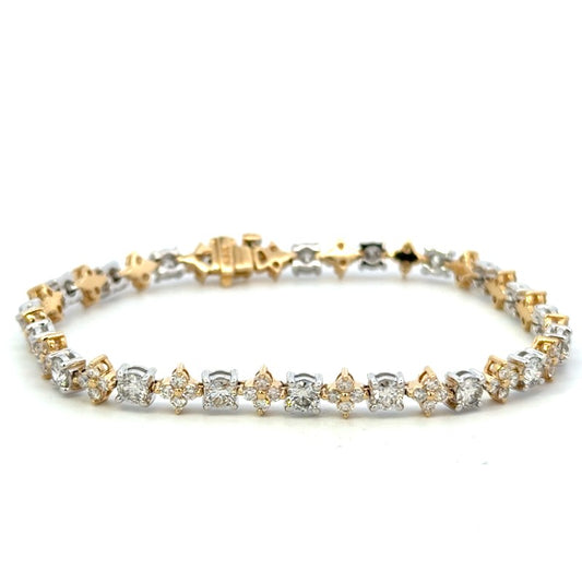 Diamond Clover and Round Tennis Bracelet