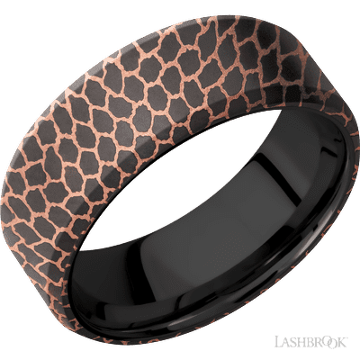 Wide Beveled Superconductor Noir Band Wedding Band