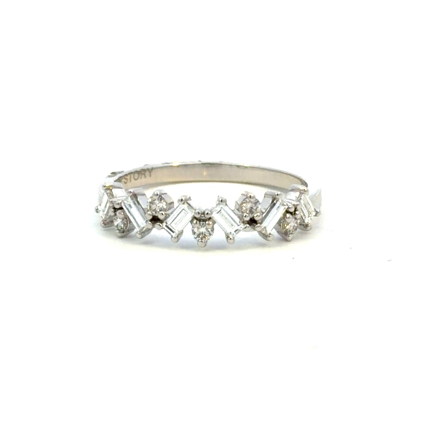 Baguette and Round Diamond Wedding Band