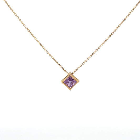 Amethyst Princess Cut Bezel Pendant