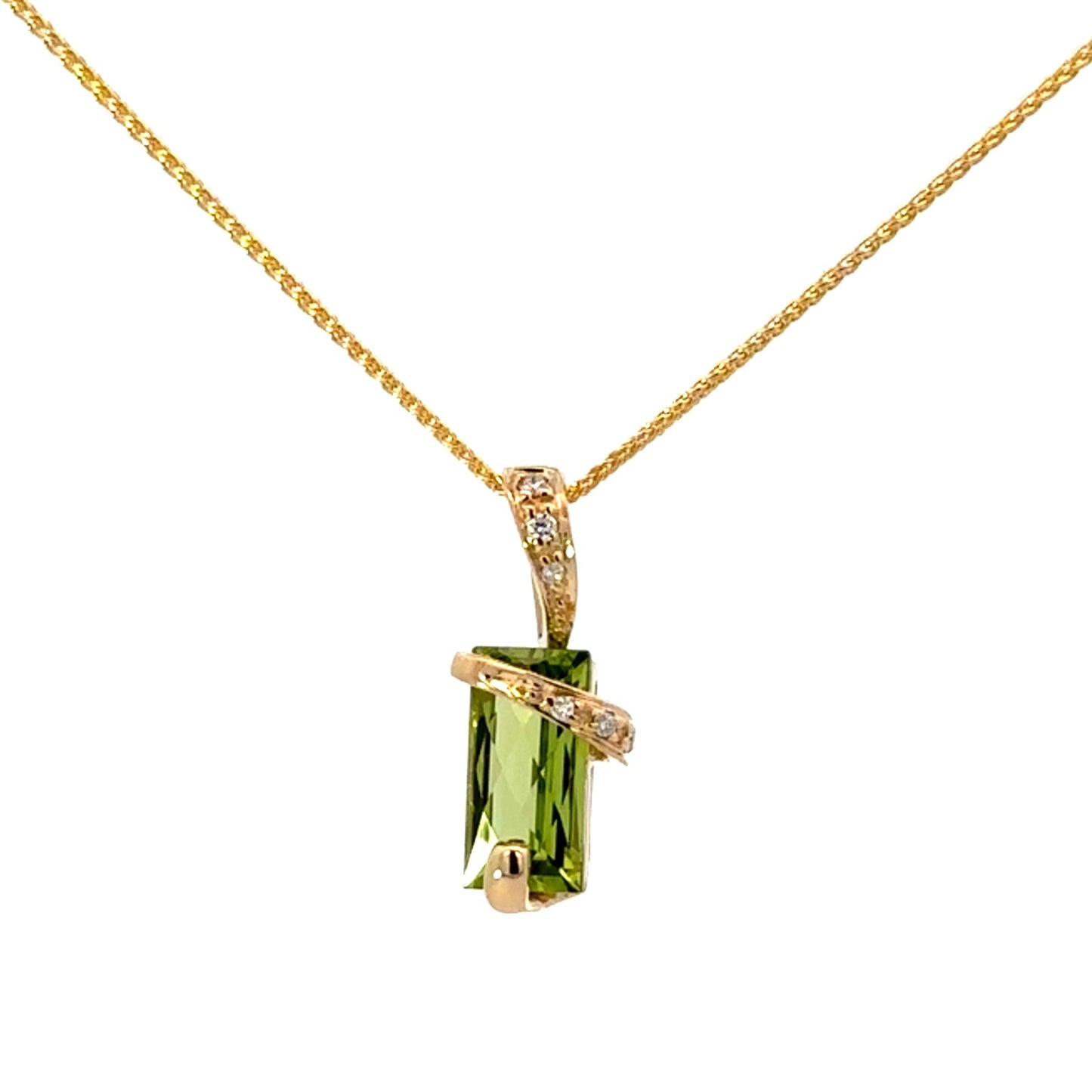 Peridot and Diamond Abstract Style Pendant