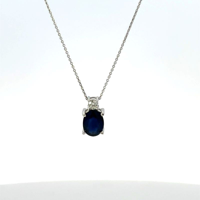 Colored Stone Sapphire and Diamond Pendant