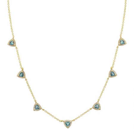 Trillion Blue Topaz and Diamond Necklace