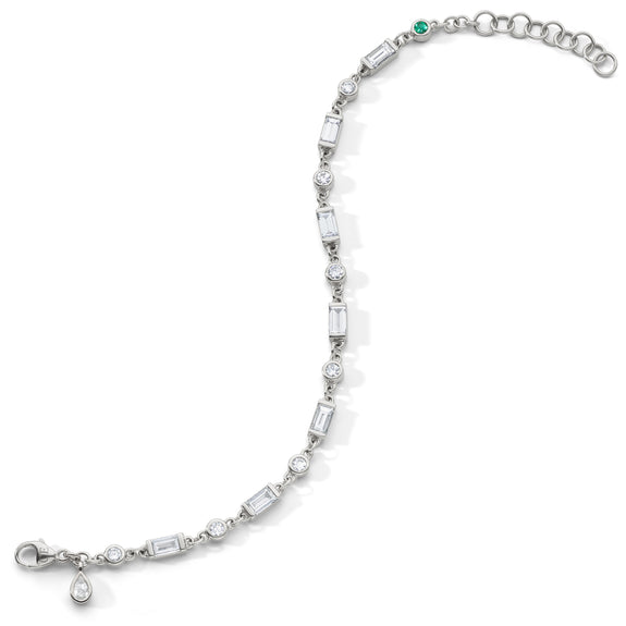 MRK Tennis Bracelet with Baguet & Round White Sapphires