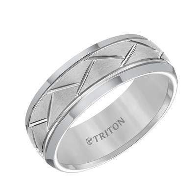 Diamond Cut Tungsten Wedding Band