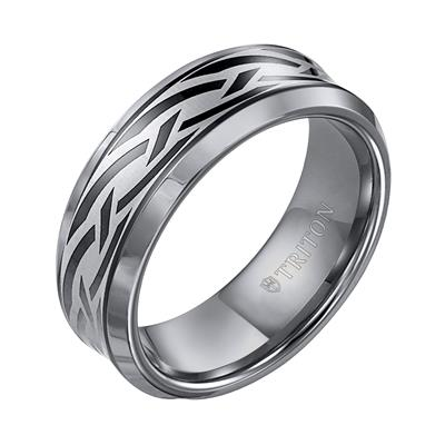 Tungsten Wedding Band with Black accents