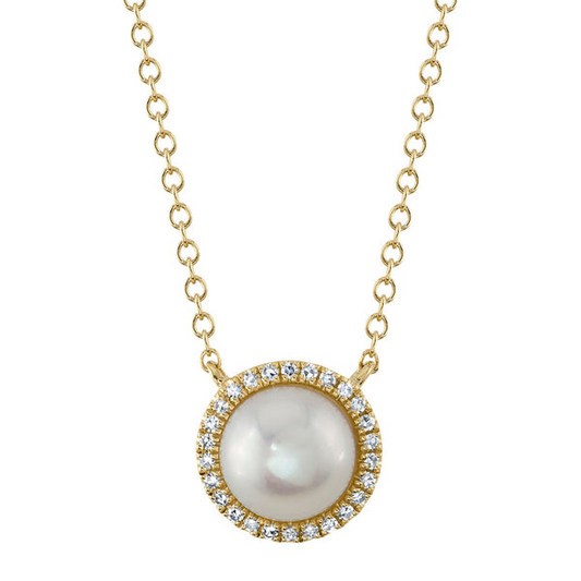Pearl and Diamond Halo Pendant