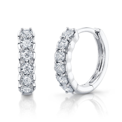 Shy Diamond Huggie Earrings in white Gold