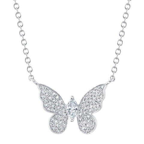 Shy Diamond Butterfly Necklace