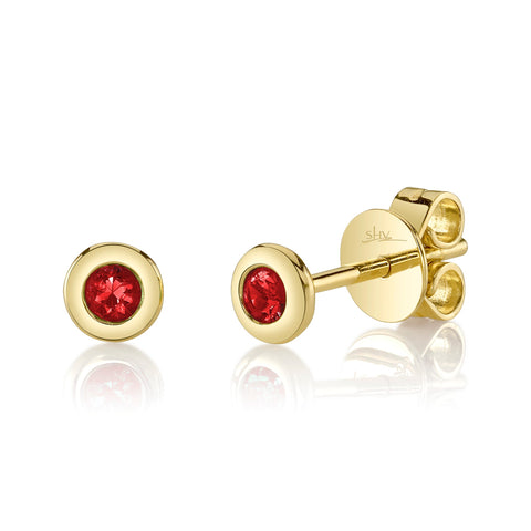 Ruby Bezel Stud Earrings