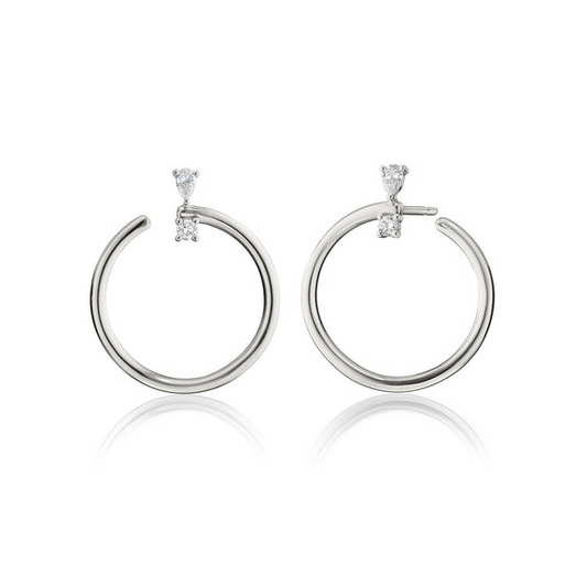 MRK Sterling Silver Large "Galaxy Wrap Hoop" Earrings with White Sapphires