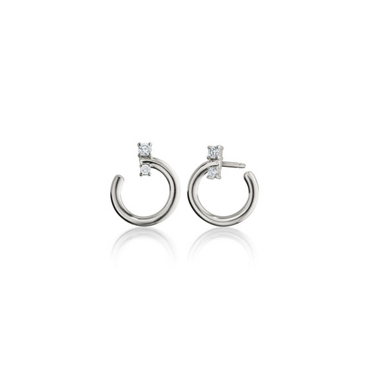 MRK Sterling Silver Small "Galaxy Wrap Hoop" Earring with White Sapphires