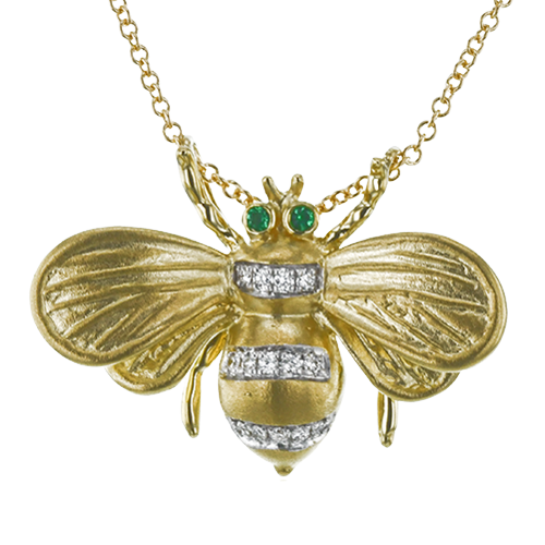 Simon G. Emerald and Diamond Bee Pendant