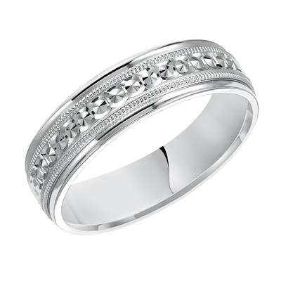 Low Dome Carved Wedding Band
