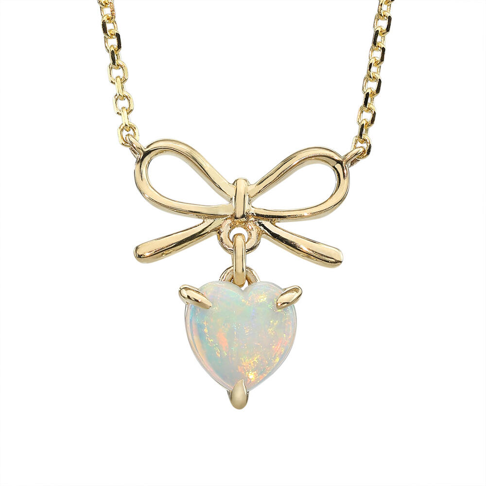 Opal Australian Heart Shape Bowtie Necklace