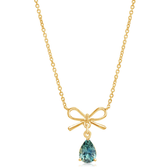 Sapphire Montana Pear Shape Bow Necklace
