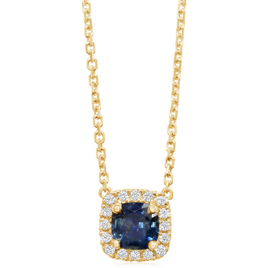 Sapphire Montana Cushion Cut Pendant