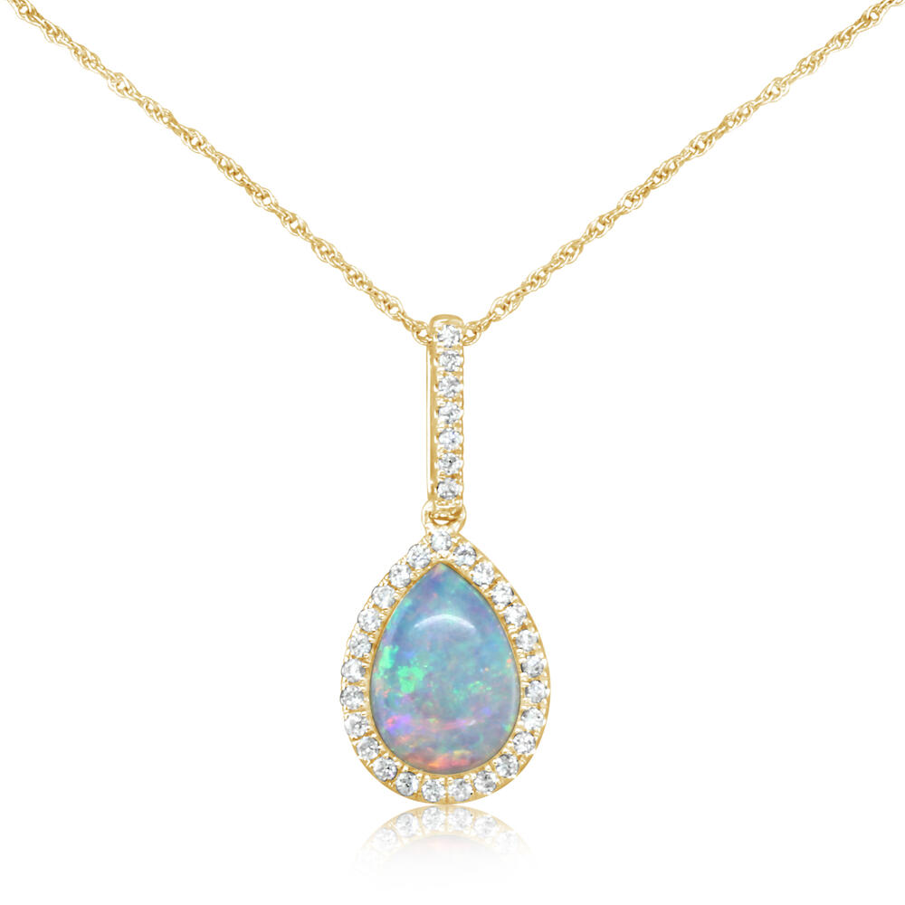 Opal Australian Heart Shape/Diamond Pendant