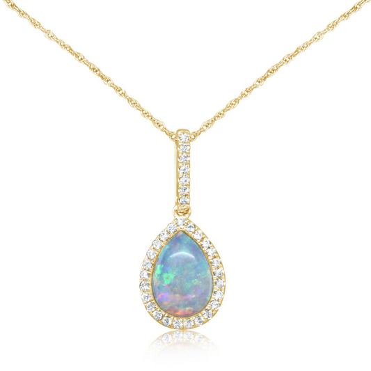 Opal Australian Heart Shape/Diamond Pendant