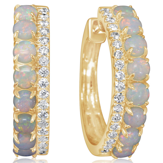 Opal and Diamond Studs